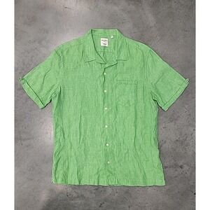 Baird McNutt Linen Murano Casual Shirt  Mens L Slim Fit Vacation Spring Green